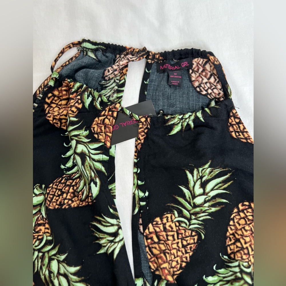 Material Girl Womens Shorts Romper Multicolor Pineapple Printed Size Medium New - Picture 5 of 5